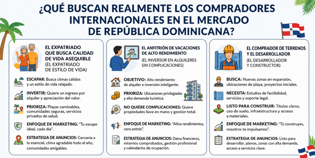 Tipos de compradores internacionales de propiedades en República Dominicana
